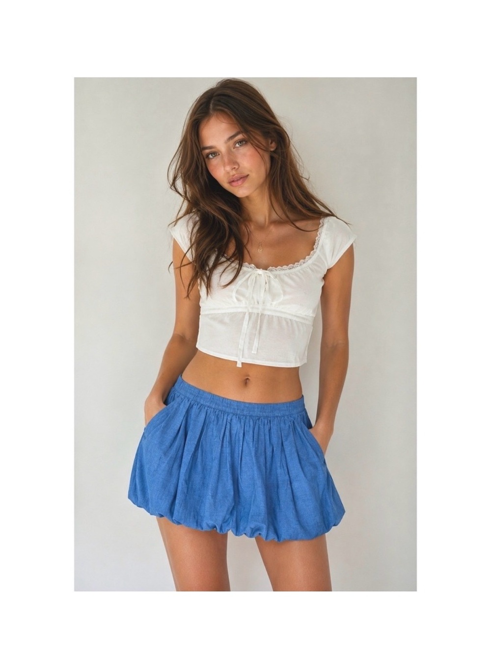 Hollister Chambray Pleated Bubble Skort Mini Skirt Women XS Blue Tennis Prep NEW
